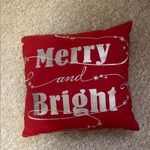 CLEAR OUT!! Price Reduced! Red Merry and Bright Holiday Pillow